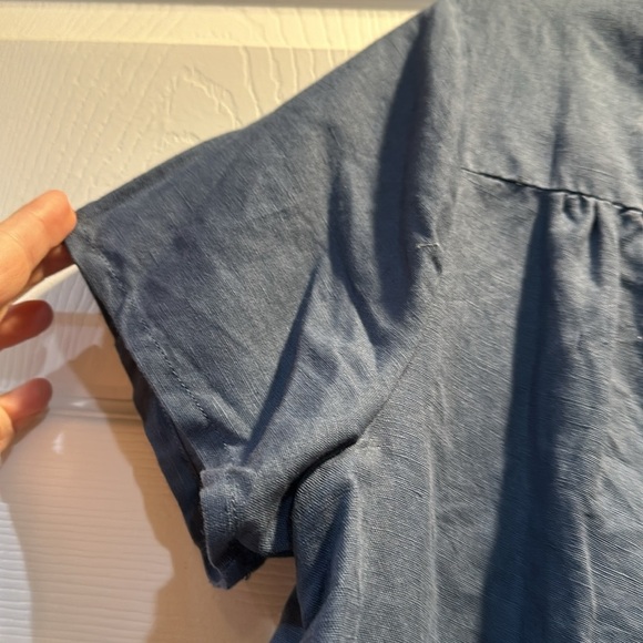 Grae Cove Libby Navy Relaxed Linen Button Front Top L - Picture 5 of 7